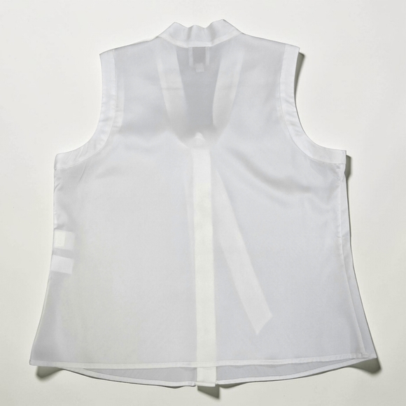 Anne Klein Ivory Sleeveless Tie Neck Blouse Silky Career Office Top PL (L035) - Picture 5 of 10